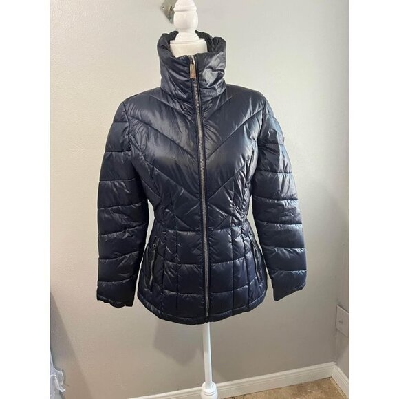 Kenneth Cole Navy Puffer Jacket Navy Blue Size XS - Picture 1 of 9